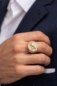 Mens Iced Out Praying Hands <b>Ring</b> 925 <b>Silver</b> 14K Gold Finish VVS Moissanite Hip Hop Pinky <b>Ring</b> Religious <b>Statement</b> Jewelry - Product Image 4