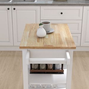 Carrello da Cucina Regolabile con Piano in Legno di Gomma e Portasciugamani - Product Image 6