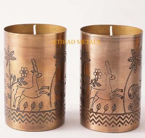 Portavelas decorativo de metal, portavelas aromáticos Dance of Frondescence, velas votivas de metal hechas a mano - Product Image 1