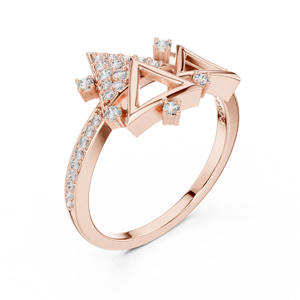 แหวนเพชรรูปสามเหลี่ยมสามเหลี่ยมสามเหลี่ยมทรงเรขาคณิตสีโรสโกลด์ 14K - Product Image 4