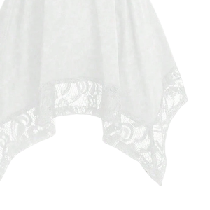 Haut sans manches blanc pour femme avec détail cœur, buste froncé, ourlet en dentelle, décontracté, mode estivale, chic et élégant pour les fêtes - Product Image 5