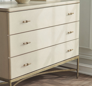 Commode de luxe moderne en bois de mahogany massif avec base en métal doré, meuble de chambre contemporain pour la maison - Product Image 5