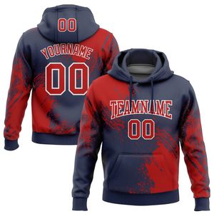 Sudadera con Capucha Personalizada para Hombre, con Estampado de Salpicaduras de Pincel Azul Marino y Naranja, con Nombre y Número, Sublimación, Poliéster, Ropa Deportiva de Equipo - Product Image 3