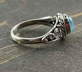 Bague en argent sterling faite à la main avec pierre précieuse naturelle de calcédoine aqua, fournisseur en gros JAIPUR SILVER - Product Image 5