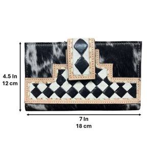 Factory Fashion Multi-Functional <b>Slim</b> Bifold Wallet Women Hand Tooled Checkered Leather Card Holder Cowhide Cash <b>Storage</b> Clutch - Product Image 2