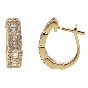Pendientes de Aro de Oro de 14K con Diamantes Naturales de Corte Brillante, Diseño Clásico de Lujo Simple de 5 Estrellas, Chapados en Rodio, para Boda o Compromiso - Product Image 1