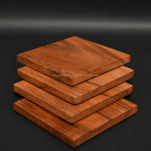Sous-verre carré en bois rustique moderne fait à la main, gravé en spirale, en bois de mangue, style classique, épaisseur de 5 mm pour la décoration de table - Product Image 5