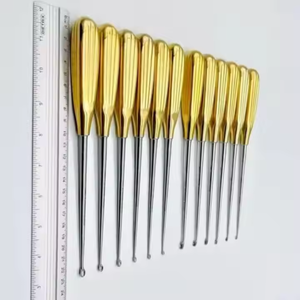 SHAHZIK INTERNATIONAL Curette orthopédique manuelle de haute qualité, 12 pièces, en acier inoxydable, manche doré, certifiée CE Classe I - Product Image 2
