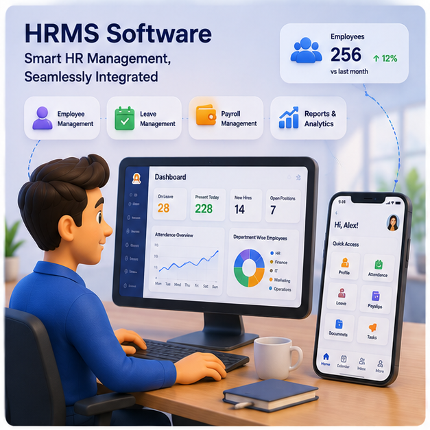 Cloud Based HRMS Solution Employee Management Attendance Monitoring Analytics Android Linux MAC Stock Multi-language Internet