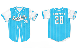 Baseball Jersey <b>Boys</b> White Blue Striped Short Sleeve Button-<b>Up</b> Breathable Polyester Sport Apparel Size 11 - Product Image 4