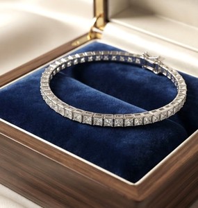 Pulsera de tenis con diamante de laboratorio de media engaste redondo brillante de 4.40 CT, oro macizo de 10K, 14K, 18K, color DEF VVS, joyería fina de lujo - Product Image 4