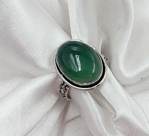 Bague ovale en onyx vert naturel, plaquée argent, pierres précieuses, pour femmes, vente en gros, bague en pierre verte - Product Image 4