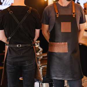 Tablier de barbier et de chef en cuir véritable de haute qualité, réglable, confortable et sans manches, robuste, pour usage intensif - Product Image 4
