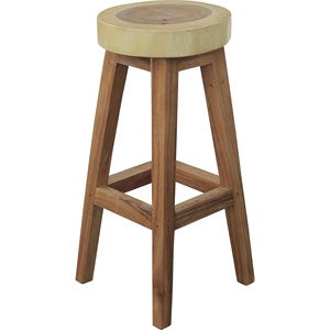 Solid Suar Wood <b>Log</b> <b>Slice</b> Bar Stool Natural Finish Handmade Wooden Bar Chair for Kitchen Island Home Bar Cafe Use Restaurant Set - Product Image 2