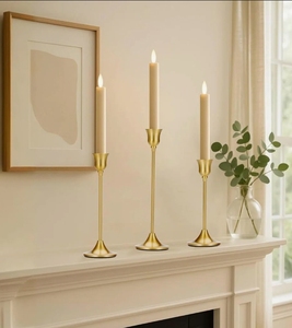 Wholesale Handmade Eco-Friendly Gold Brass Metal Taper Candle Holder Set Modern Minimalist Candlestick Stand <b>Table</b> <b>Centerpiece</b> - Product Image 1