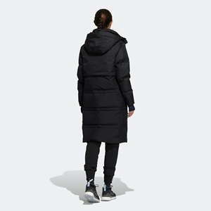 Veste d'hiver longue matelassée avec capuche amovible, manches longues, fermeture éclair, couleur unie, manteau épais et chaud - Product Image 2