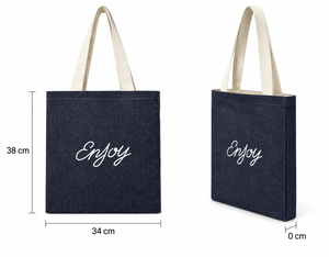 Sac fourre-tout en jean avec doublure intérieure en polyester - 34x38 cm 34x38x0 cm Logo personnalisé Écologique Utilisation promotionnelle Cadeaux d'entreprise - Product Image 2