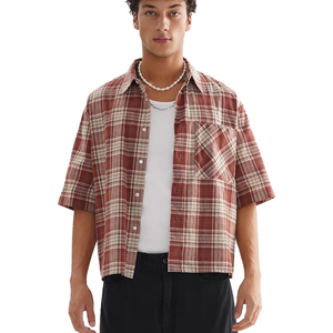 Men Plaid Shirt Short Sleeve Casual <b>Check</b> Shirt Lightweight Cotton Summer Button Up Shirt Custom Logo OEM Wholesale - Product Image 1