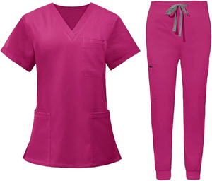 Hot Sale Unisex Two Piece <b>Scrubs</b> Sets Anti-Wrinkle Washable 65%Polyester35%Cotton Fabric Customized Color Hospital Uniforms - Product Image 1
