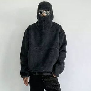 Sweat-shirt à capuche surdimensionné pour homme avec design de masque, couleur unie, vêtement d'hiver, coupe régulière, tricoté en polyester, respirant - Product Image 1