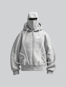 Blouson zippé intégral pour homme en polyester et coton, style streetwear décontracté, avec capuche intégrale et cache-visage moderne - Product Image 5
