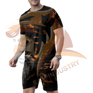 Conjunto de Dos Piezas para Hombre, Verano, Casual, Transpirable, Color Sólido, Personalizado, Tela Elástica, Sublimado - Product Image 3