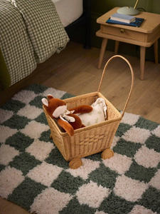 รถเข็นเด็กทำจากหวายพร้อมล้อ  งานแฮนด์เมด  สำหรับเก็บของเล่นและตกแต่งห้องเด็ก  นำเข้าจากเวียดนาม - Product Image 2