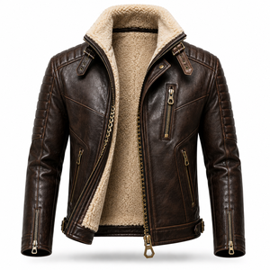 Chaqueta de Cuero de Lujo Unisex, Forrada de Algodón para Invierno, con Cierre, Estilo Motociclista, Casual, de Lona Recubierta, Personalizada, al por Mayor - Product Image 2