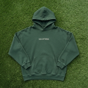 เสื้อฮู้ดผู้หญิงสีเขียวเข้ม ผ้าฟลีซ ทรงโอเวอร์ไซส์ สไตล์ลำลอง มีฮู้ด รับสกรีนโลโก้ สตรีทแวร์ - Product Image 6