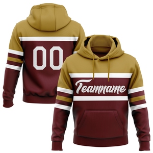 Sweat-shirt à capuche sportif personnalisé, nouvelle conception, broderie bordeaux et blanc-ancien or, vente en gros directe pour l'industrie - Product Image 1