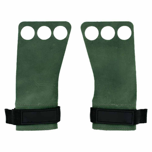 Agarraderas de Cuero Vacuno de Primera Calidad 100% Hechas a Mano para Levantamiento de Pesas en Color Marrón con Tres Agarraderas Personalizadas Resistentes - Product Image 4