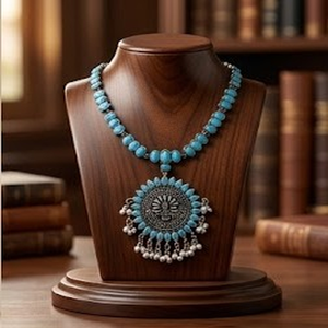 DIVYORO SUNBURST OXIDIZED BRASS <b>NECKLACE</b>-Women's Ethnic <b>Long</b> Adjustable Length Party Jewelry - Product Image 2