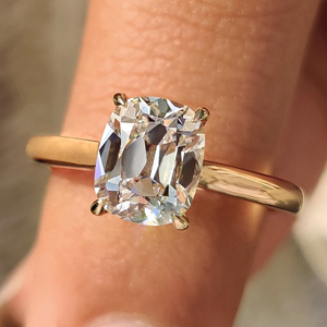Bague de fiançailles solitaire en diamant de laboratoire taille ancienne européenne, or massif 14K 18K, bijou élégant pour mariage, cadeau, fête - Product Image 1