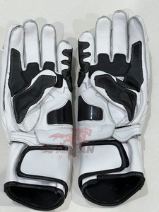 Guantes Profesionales de Cuero para Motociclismo, Blancos y Rojos, con Protección Completa, Pantalla Táctil, Cierre de Gancho y Bucle, para Gimnasio y Uso al Aire Libre, OEM - Product Image 3