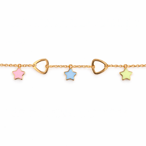18ct Gold Enamel Star Charm Bracelet for Women Colorful Geometric Link Chain Adjustable Fashion Jewelry Party Daily - Product Image 3