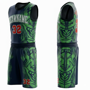Custom Printed Basketball Jersey Set Light Blue Navy Striped Moisture Wicking Sleeveless Unisex Adult Sportswear - Product Image 5