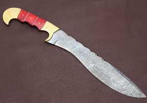 มีดโบวี่สำหรับล่าสัตว์ รุ่นพรีเมียม LEGACY BLADES เหล็กดามัสกัสเกรดอุตสาหกรรม ปลายมีดแบบ Drop Point ด้ามไม้ ใบมีดหยักคม ใบมีดแบบ Fixed Blade ผลิตตามแบบ OEM - Product Image 2