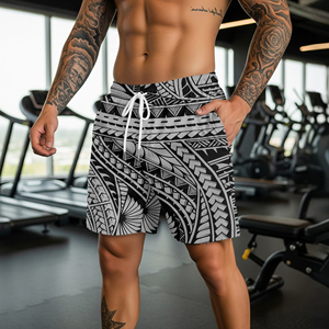 Traje de Baño para Hombre, Color Negro Grisáceo, Transpirable, de Secado Rápido, Cintura Elástica, Poliéster/Algodón, con Bolsillos - Product Image 5