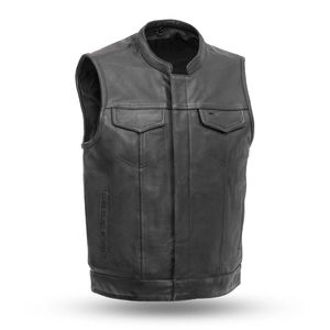 <b>Men's</b> Winter Motorcycle Club <b>Vest</b> Black <b>Leather</b> Breathable Riding Apparel with Comfortable Fit and Classic Design - Product Image 1