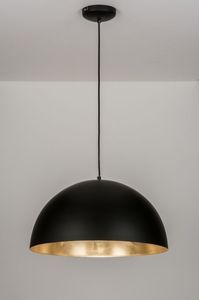 Suspension dôme noire E27 LED en laiton avec abat-jour en verre, lumière blanc chaud 2700K, hauteur réglable, luminaire de plafond pour cuisine - Product Image 3