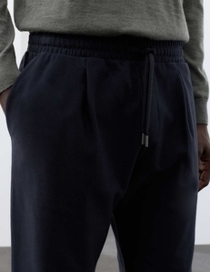 Ensemble de jogging pour homme en polyester et coton écologique, coupe-vent, noir, avec bandes latérales blanches, logo frontal, veste et pantalon sportifs pour l'hiver - Product Image 6