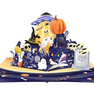 Carte de vœux d'Halloween personnalisée en 3D avec enveloppe, carte de vœux faite à la main, carte d'événement faite à la main, thème Père Noël - Product Image 1