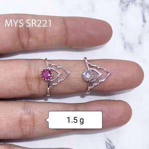 แหวนเงินแท้ 925 ประดับทับทิมสีชมพูธรรมชาติ ราคาขายส่ง เครื่องประดับเงิน น้ำหนักเบา แหวนพลอยเงิน - Product Image 1