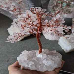 Arbre décoratif artisanal en fil de cuivre, thème Amour, avec pierres précieuses naturelles de cristal clair, style Feng Shui, qualité supérieure, respectueux de l'environnement - Product Image 2