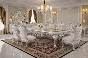 Princely High Back Dining Chairs Set for Mansion Style Home Luxury Gold Carved Dining <b>Table</b> Set Baroque Style Royal Furniture UK - Product Image 4
