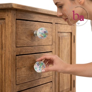 Bouton de meuble rond moderne en résine avec motif floral coloré, installation facile pour tiroirs et portes de maison, bureau et bar. - Product Image 3
