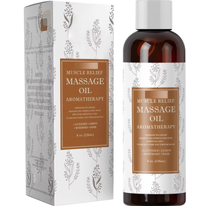 Aceite de Masaje para Alivio Muscular 8 oz Aromaterapia Lavanda Limón Romero Albahaca Aceites Esenciales 100% Puros - Product Image 1