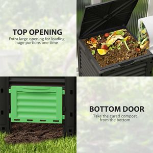 Compostiera da Giardino da 80 Galloni, Grande Compostiera da Esterno per Aerazione Rapida del Terreno, a Forma di Foglia Verde per Prato e Agricoltura, Contenitore Aerante - Product Image 4