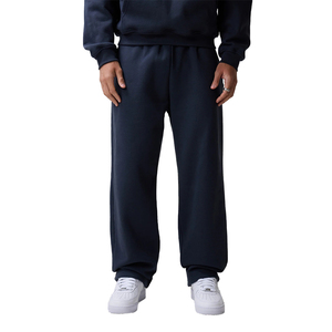 Men's Navy Blue Hooded <b>Tracksuit</b> Set Full Length Loose Fit Cotton Sweatshirt Pants Casual Autumn Wear Solid Color Side Pockets - Product Image 6