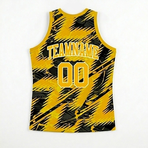 Conjunto de Uniforme de Baloncesto Sublimado Personalizado, Transpirable, de Malla, Amarillo y Negro, Nombre del Equipo 00, Unisex, Secado Rápido, Ropa Deportiva para Todas las Temporadas - Product Image 4
